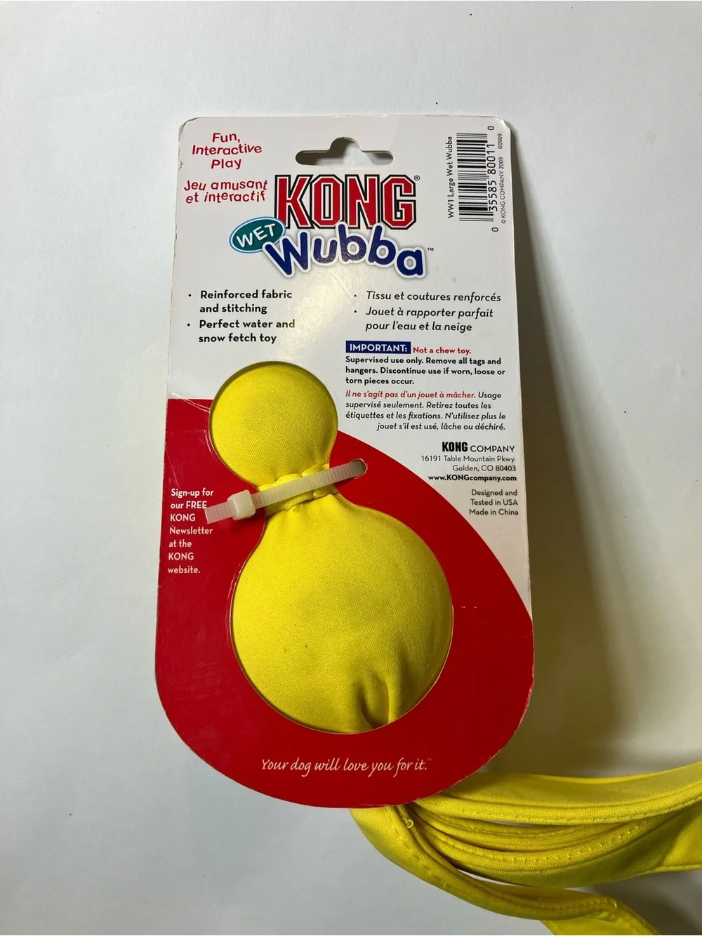 KONG Wubba Wet Floating Dog Toy - Yellow